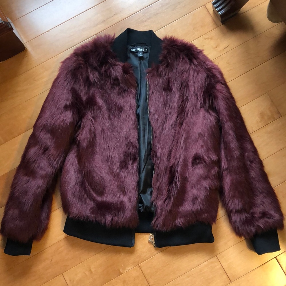 Faux fur bomber jacket